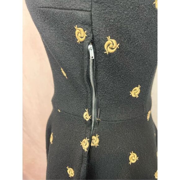 Vintage 1950s Wool Felt Embroidered Dress Swing Rockabilly Pinup Mod - Picture 6 of 8